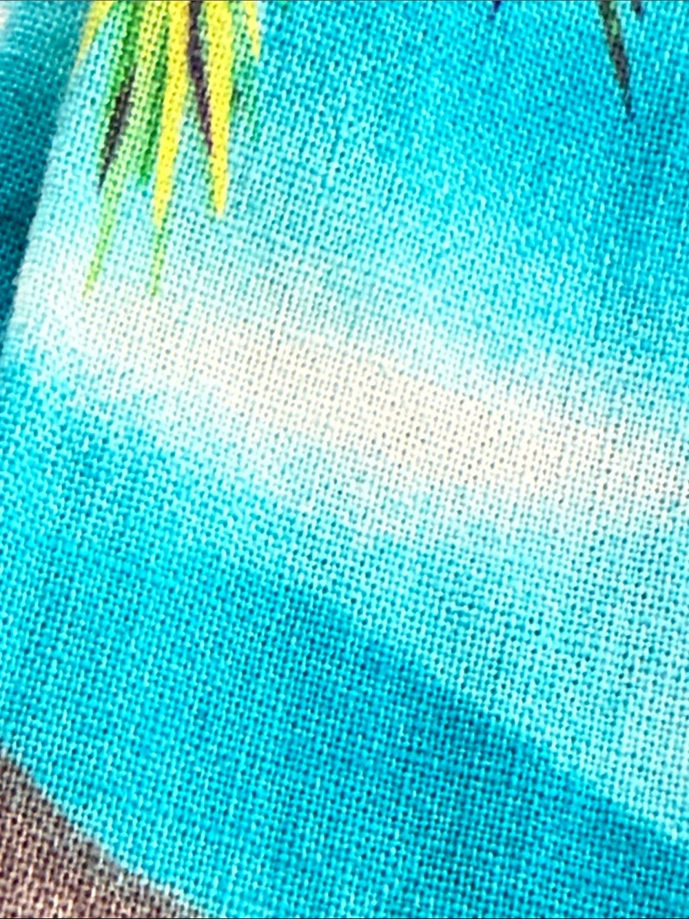Vintage Tropical Island Scenic Fabric 1¾ Yards Palm Trees Sailboats Caribbean